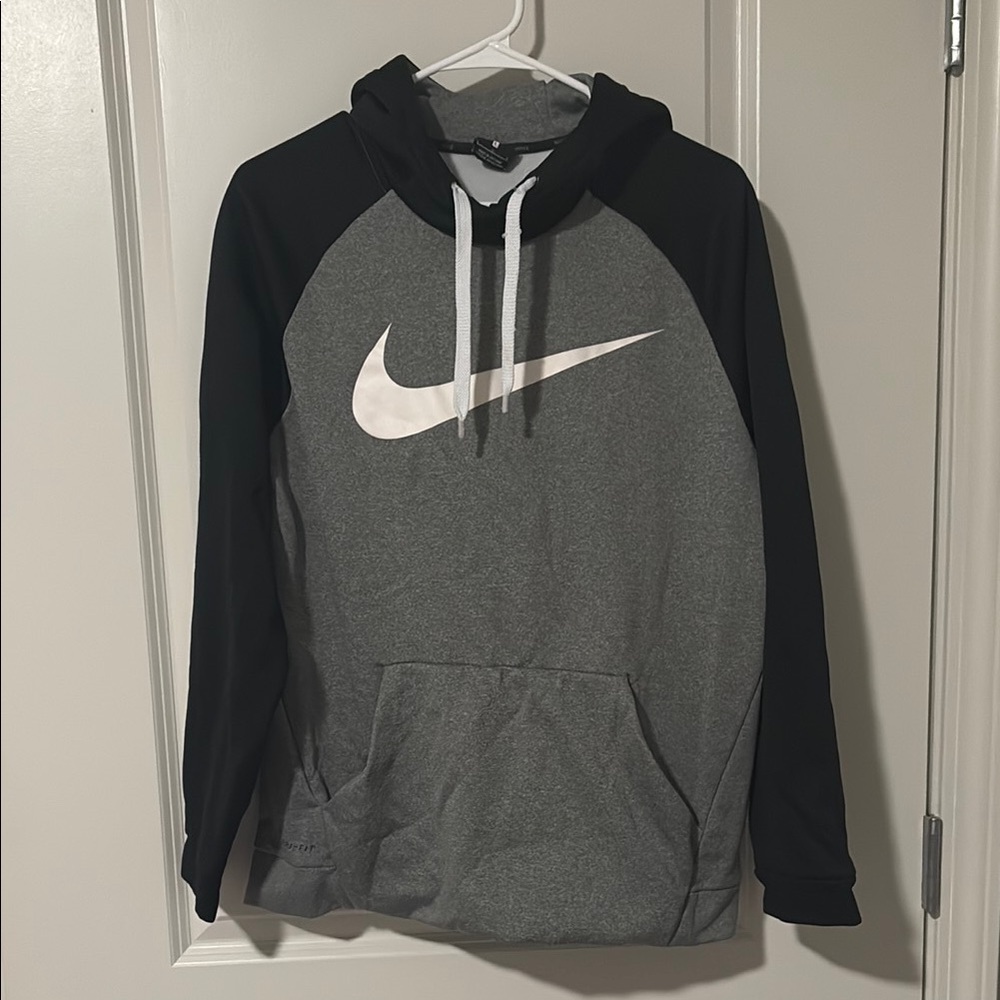 Nike Men's Gray and Black Hoodie